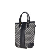 セリーヌ マカダム ショルダーバッグ ハンドバッグ 2WAY ネイビー ホワイト キャンバス レザー レディース CELINE 【中古】